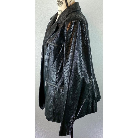 Bradley Bayou Leather Reptile Print Jacket, size Large - Picture 4 of 11
